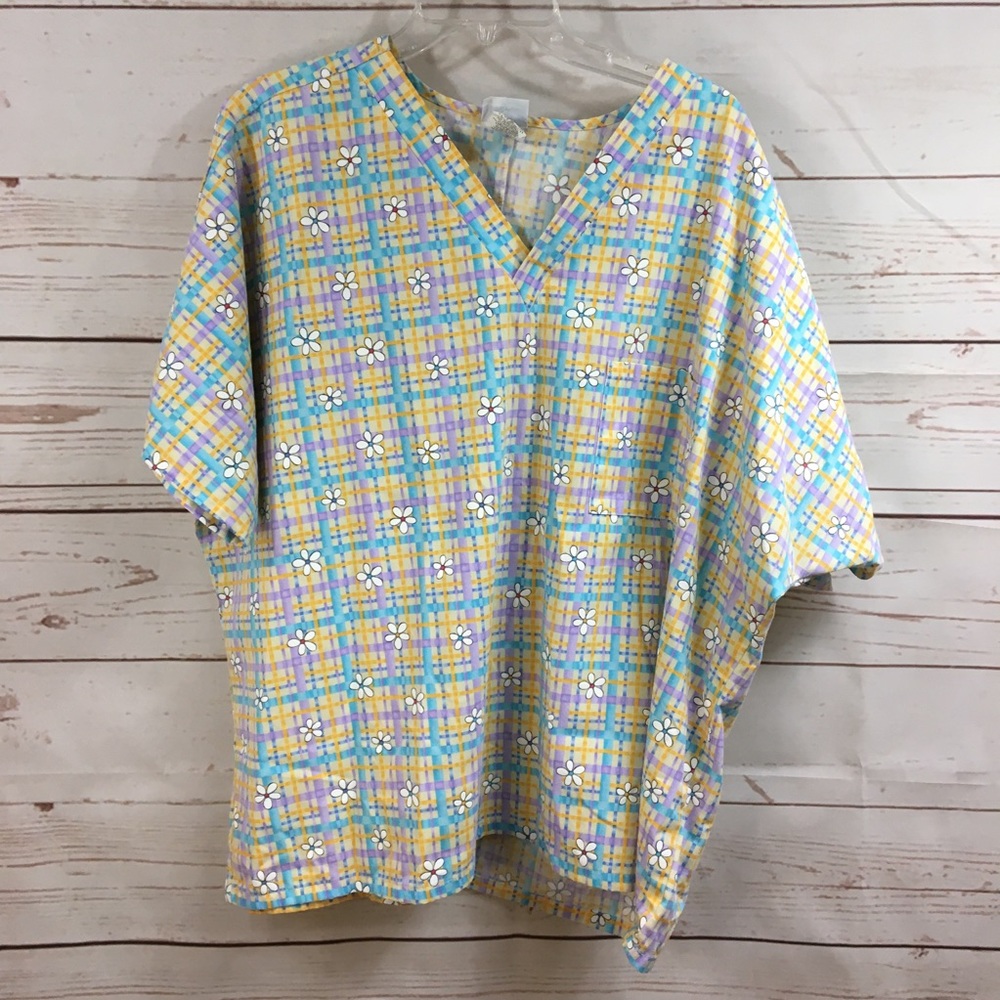 Pastel Plaid V-Neck Women's Top